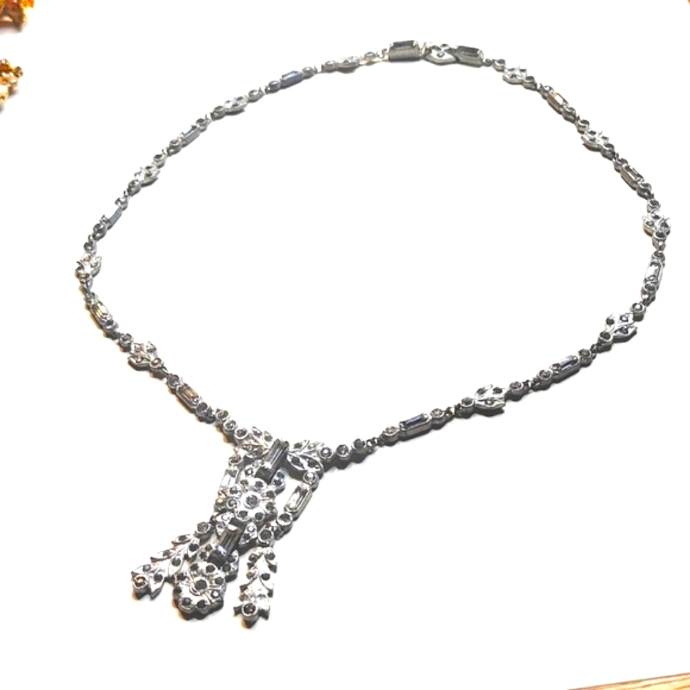 ANTIQUE VINTAGE 1920'S NECKLACE BAGUETTES & MARCASITE